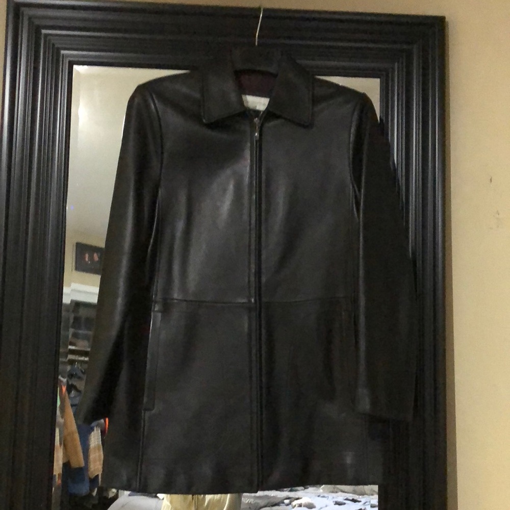 Black leather coat